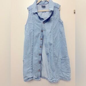 Cotton on kids denim sleeveless dress with pockets size 9-10